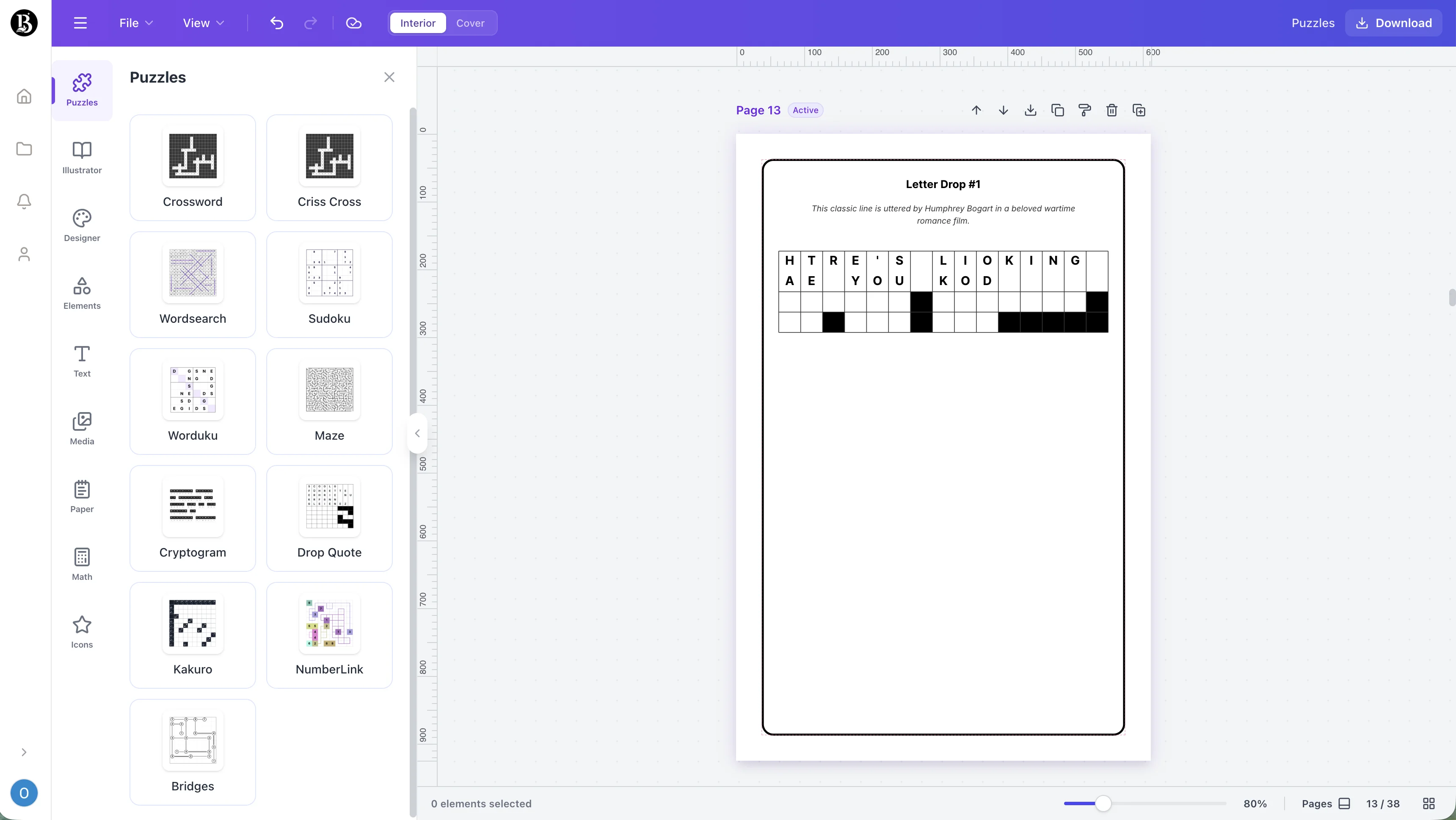 Screenshot of the Generador de citas en bloque workspace
